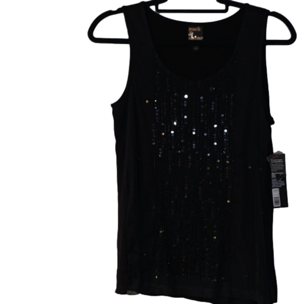 𝅺rock&shine black sequenced tank top
